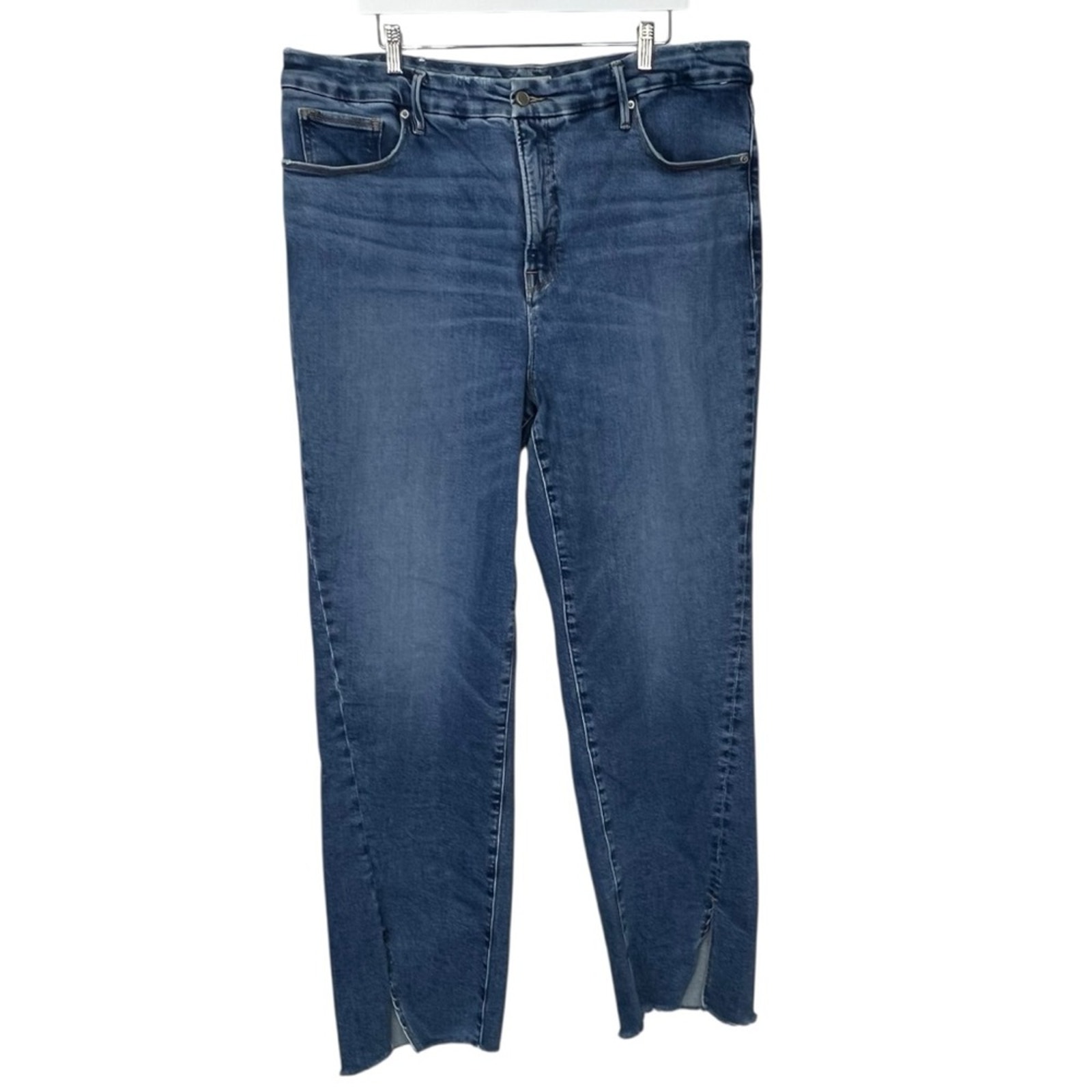 Good American Good Boy High Rise Raw Hem In Indigo Women’s Size 20
